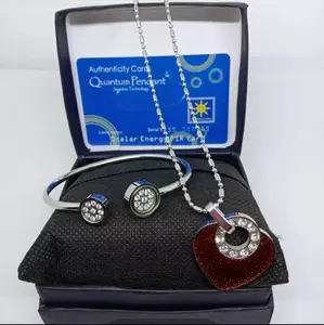 1 set kalung dan gelang kesehatan quantum pendant motif love merah bisa cod Jewellery Perhiasan Rantai
