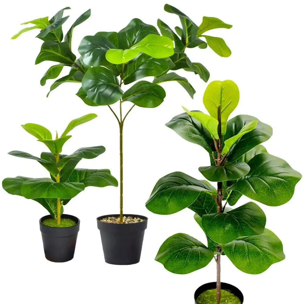 artificial plants, Photography Prop Large Artificial Fiddle Leaves Fig Tree Real Touch Plastic Fake Ficus Tree Vibrant Delicate Tropical Banyan Plants Branch Outdoor Indoor Decor