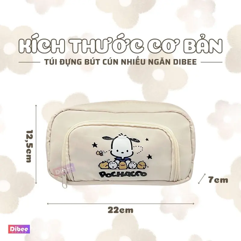 Túi đựng bút DiBee hình cún dễ thương, túi vải canvas nhiều ngăn, sức chứa lớn, cho học sinh, nhân viên văn phòng TB156 5