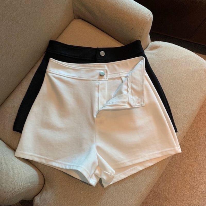 Combo 2 quần đen+ trắng Quần short nữ cạp cao chất umi co giãn cài khuy cúc Pants