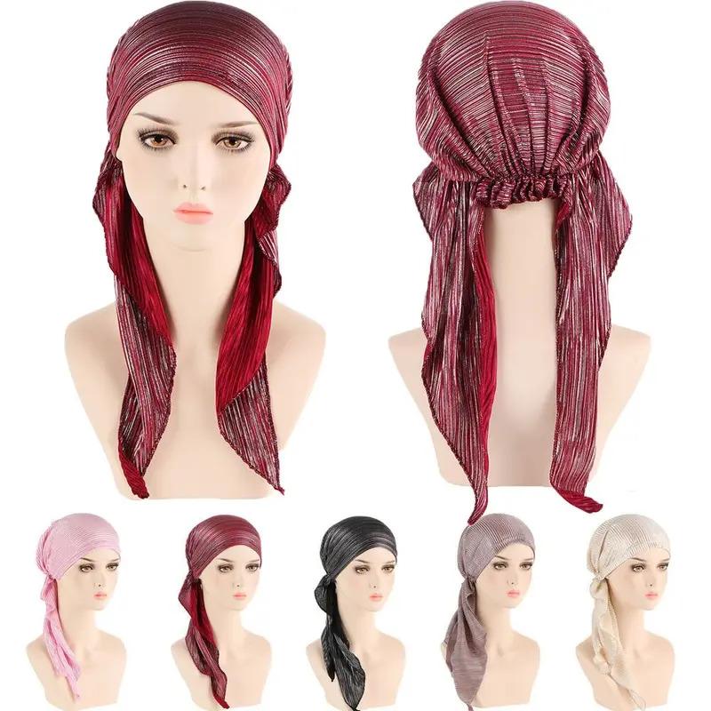 Hair Loss Women Headwrap Headwear Headscarf Beanie Cap Muslim Hijab Pre-Tied Bonnet Cancer Chemo Cap 3