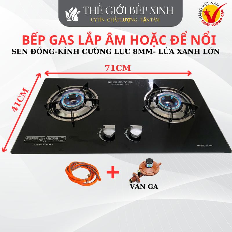 Bếp ga âm hoặc dương mặt kính cường lực- sen đồng-Đánh lửa Magneto tự động, Tiết kiệm gas