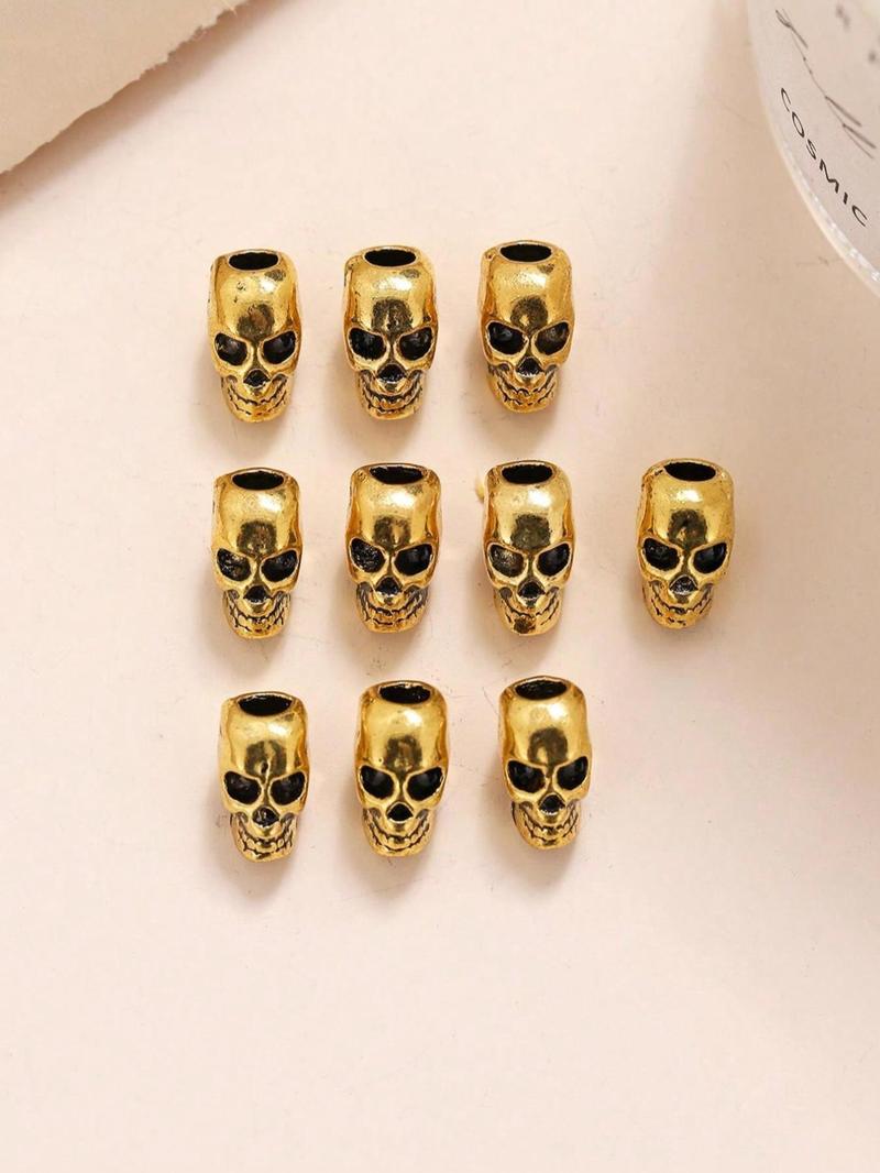 Product Introduction of Punk Style Skull Hair Ring, 10pcs Hair Accessories for Men & Women, Minimalist Headwear Suitable for Hair, Fashion Hair Accessories for Party, Daily Clothing Decor 13