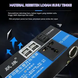 Daya Puncak 2000W Modified Sine Wave Inverter Frekuensi Tinggi Mobil Power Inverter D.C 12V 24V To AC 220V Converter Mobil Power Charger Inverter 4 Port USB Pengisi Daya Soket Mobil Van Multifungsi / car power inverter Paket Reseller