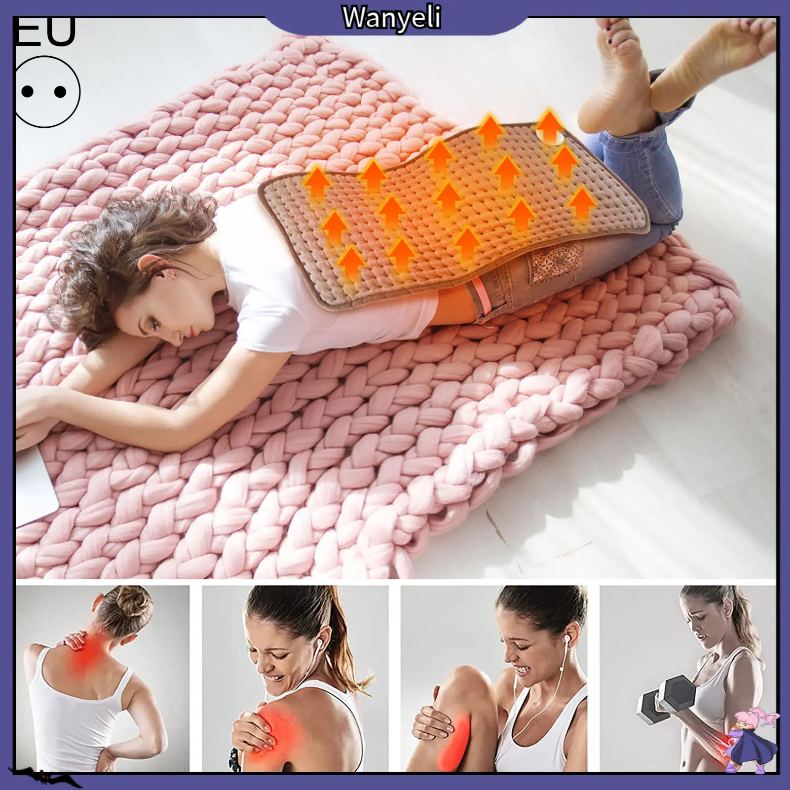 Wanyeli| Heating Blanket Timing Function 6 Gears Rapid Thermal Temperature Control EU Plug LED Display Soft Electric Heating Pad for Home