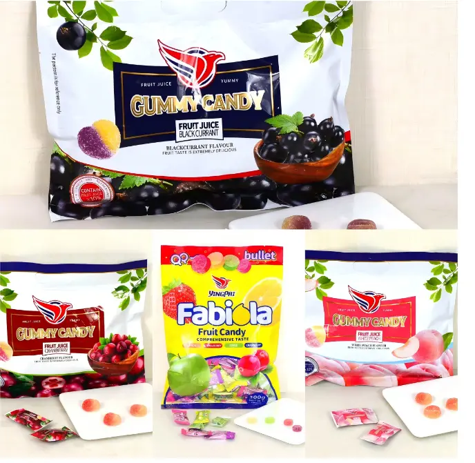 Nhiều loạt các hương vị trộn hợp của kẹo dẻo trái cây (đào, việt quất, nho đen, xoài, cam, táo xanh, dâu tây) bánh sandwich trái cây QQ kẹo dẻo