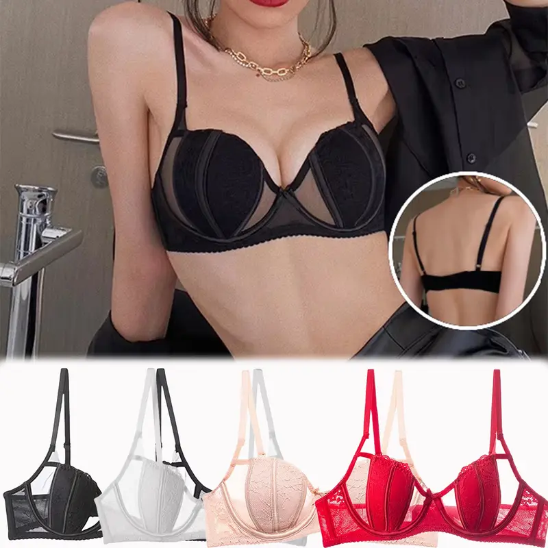 Áo Ngực Ren, Dành Cho Phụ Nữ, Áo Ngực Đẩy Lên, Thiết Kế khoét Đồ Lót, Áo Ngực Thêu, Có Gọng, Đồ Lót Nữ 0