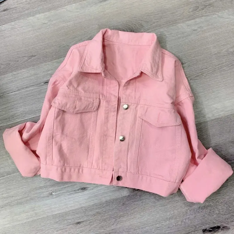 Áo Khoác Jeans Kaki Nữ Nút Sau Nhiều Màu Dành Cho Nữ JEAGOVN Jacket Top Có Cổ Ong Nhung 7