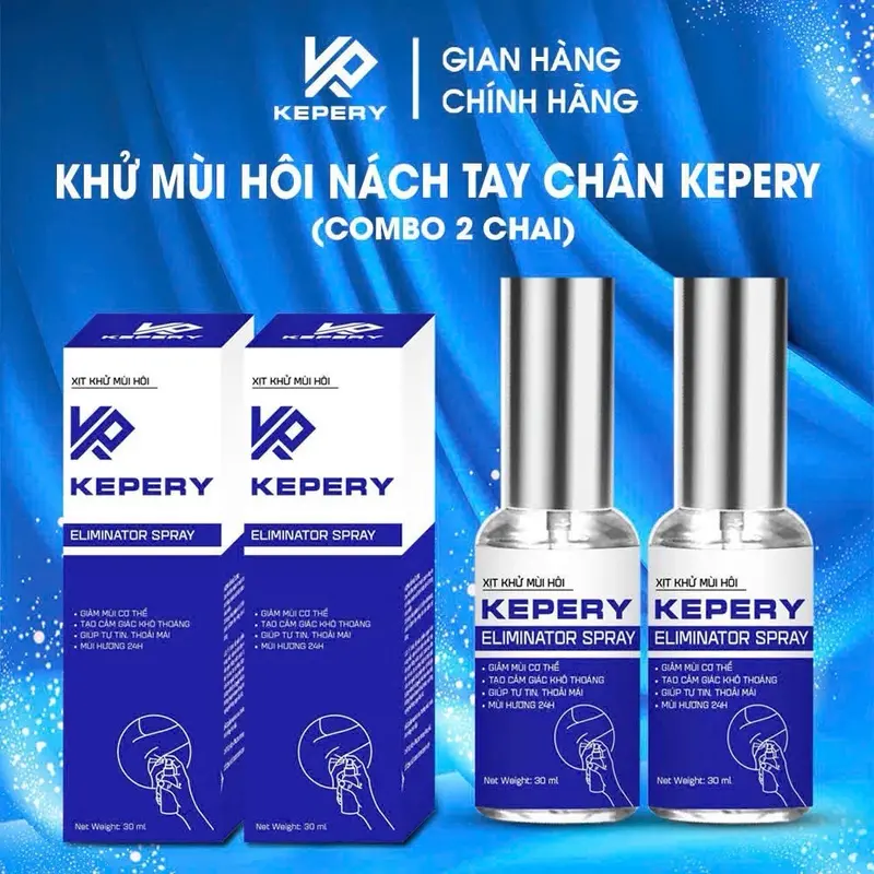 02 Chai Xịt khử mùi hôi nách hôi chân  KEPERY 30ml, hỗ trợ khử mùi cơ thể tạo cảm giác khô thoáng lưu hương trong 24h. Nữ 0