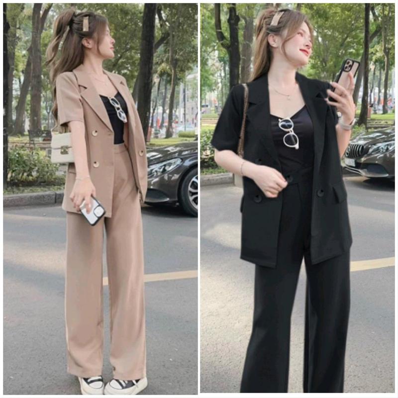 Set vest Bigsize 2 món gồm 1 áo blazer và quần suống chất liệu cotton lạnh Cotton