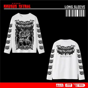 Baju Kaos Longsleeve Netral Desain Terbaru Indonesia Metalheads Model Casual Distro Lengan Panjang Sablon Dtf Full Punggung 24s Reguler Hitam By  Ars88store EC4