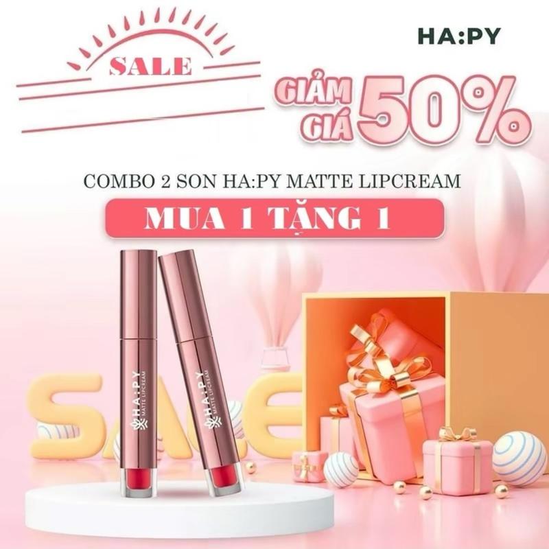 MUA 1 TẶNG 1 SON HA:PY siêu lỳ, kháng nước, chống lem trôi  khẩu trang 3.5ml 9 màu tùy chọn, tặng thêm quà xinh (Bền màu Son Môi  Son Kem Lì Son Kem son đỏ cherry colorkey 0316 son sieu li Women Cosmetic