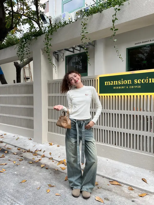 TAMI PANTS - Q19 Quần jeans nữ ống đứng phối thắt lưng Wepretty Clothes wide straight jeans 4