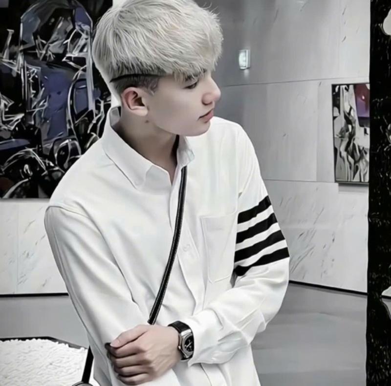 Áo sơ mi nam tay dài thiết kế 4 sọc boy phố chất lụa mềm mịn thoáng mát mẫu mới cao cấp_MINH KHÔI SHOP01 Menswear Shirt Có Cổ áo  sơ  mi  nam  có  dây  ở  vai áo  sơ  mi  trắng  tay  dài  nam