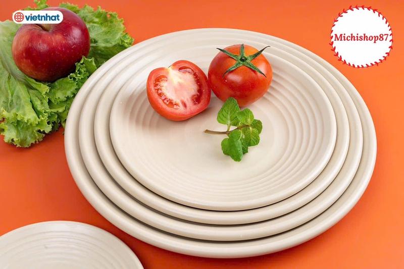 Product Introduction of Đĩa tròn gân nhám (đen, nâu) nhựa phíp Melamine nhiều Size 15,18,20,23,25,28cm Việt Nhật 4
