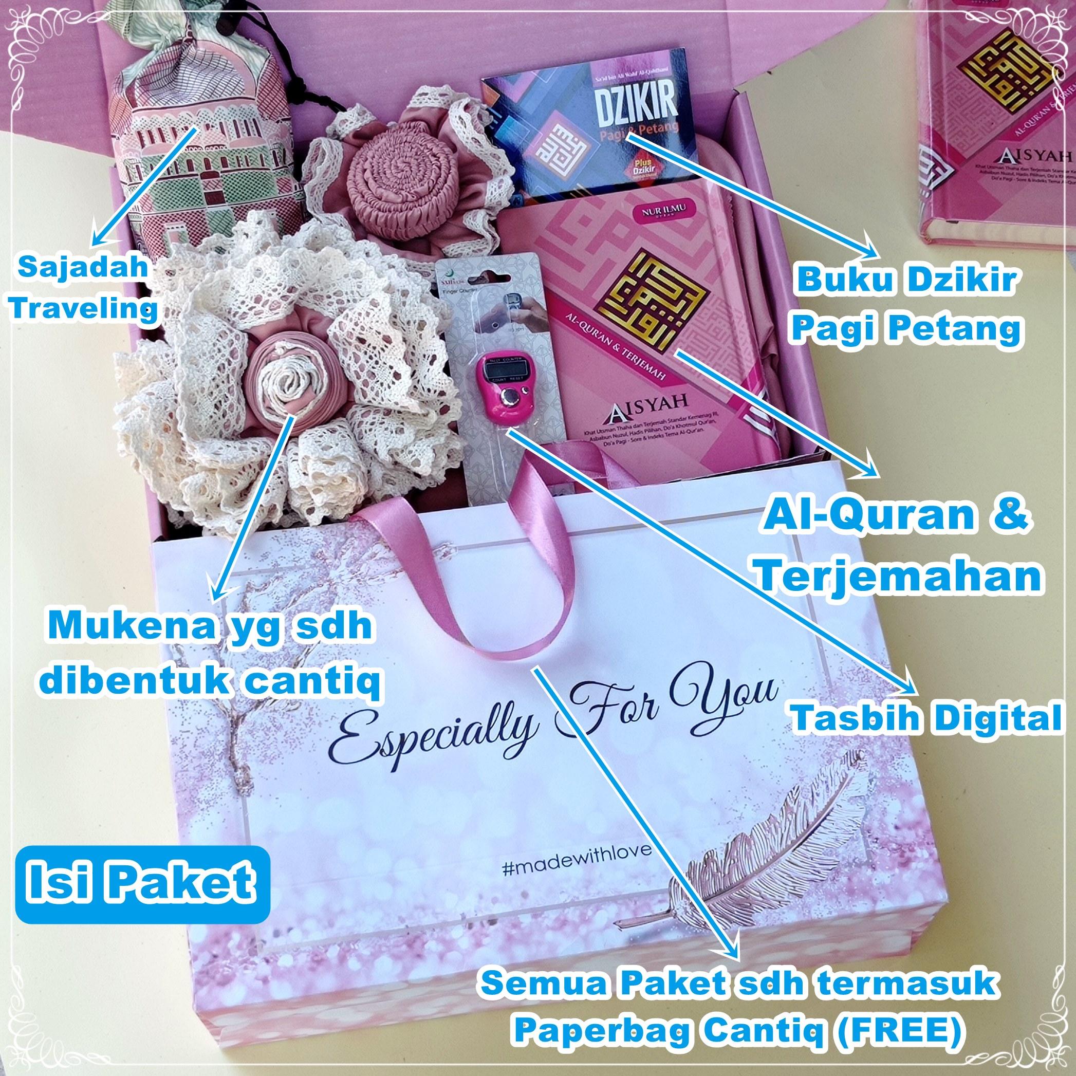 Seperangkat Alat Sholat Seserahan Pernikahan Lengkap / Kado Ibu / Kado Guru Mukena Muslim