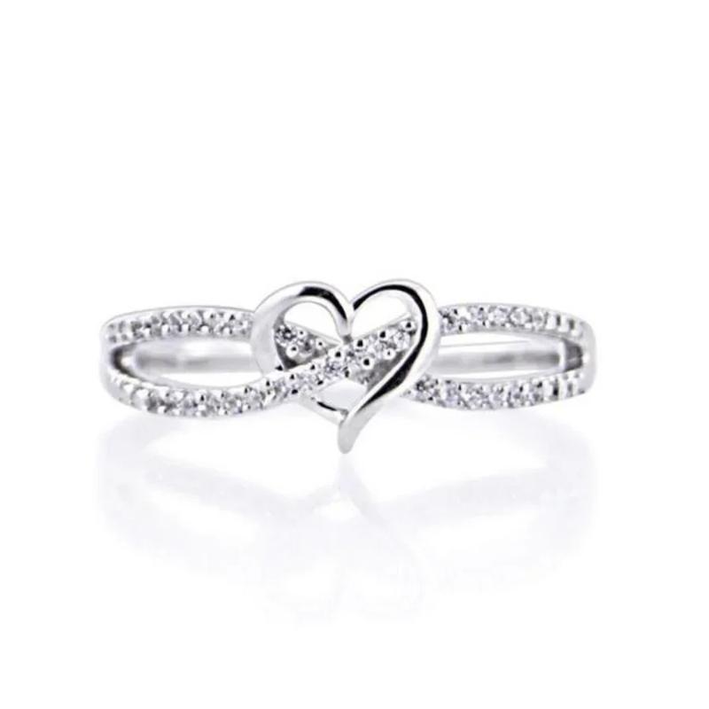 1pc Infinity Heart Decor Ring Inlaid Shiny Rhinestones Statement ...