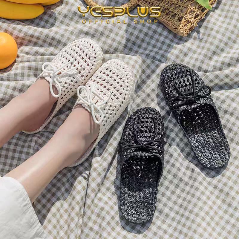 [YESPLUS] PY132 Sandal Selop Wanita Flat Jelly Import Fashion Model Tali Rajut Terbaru 2