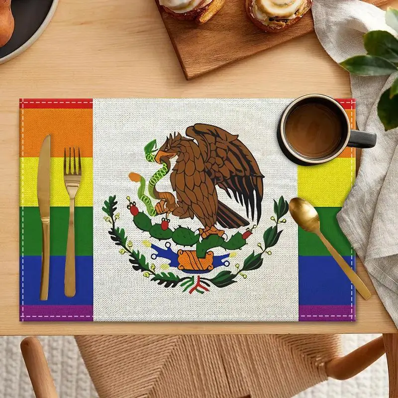 Mexican Flag Pattern Place Mat, Durable and Stylish Table Mat, Kitchen Dining Table Settings, Family Party Gifts, Home Decor, Coasters 0