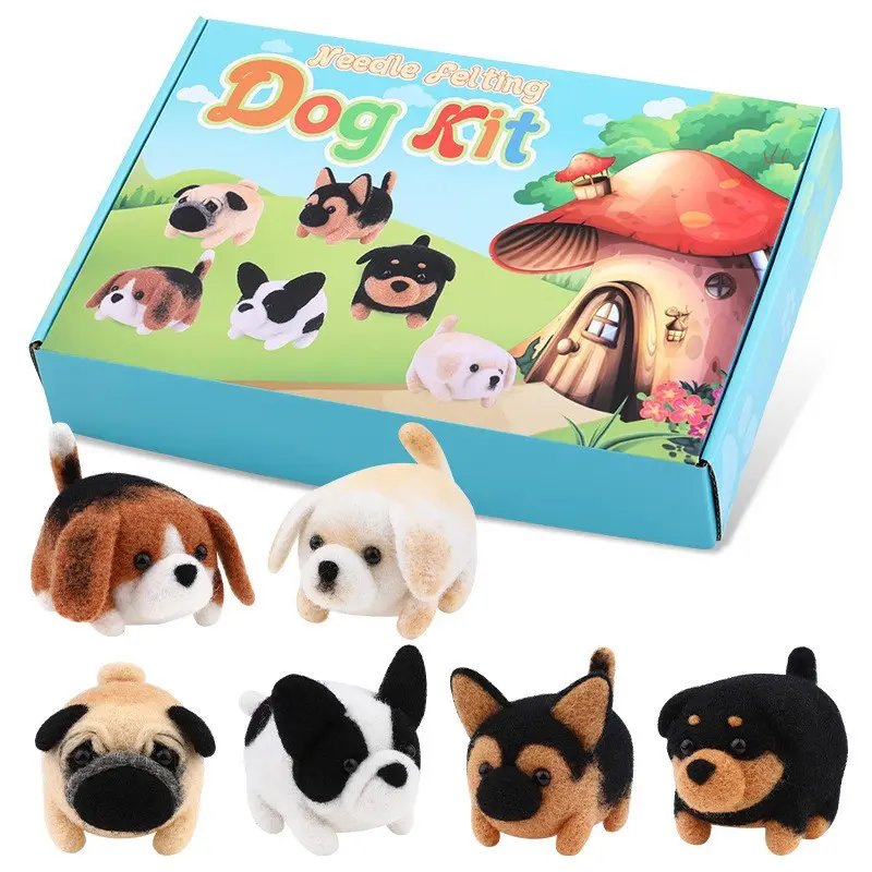 Wool Felt DIY Kit Shiba Inu Plush Felt English Instructions Wool Felt Kit with Tools Handmade Toy