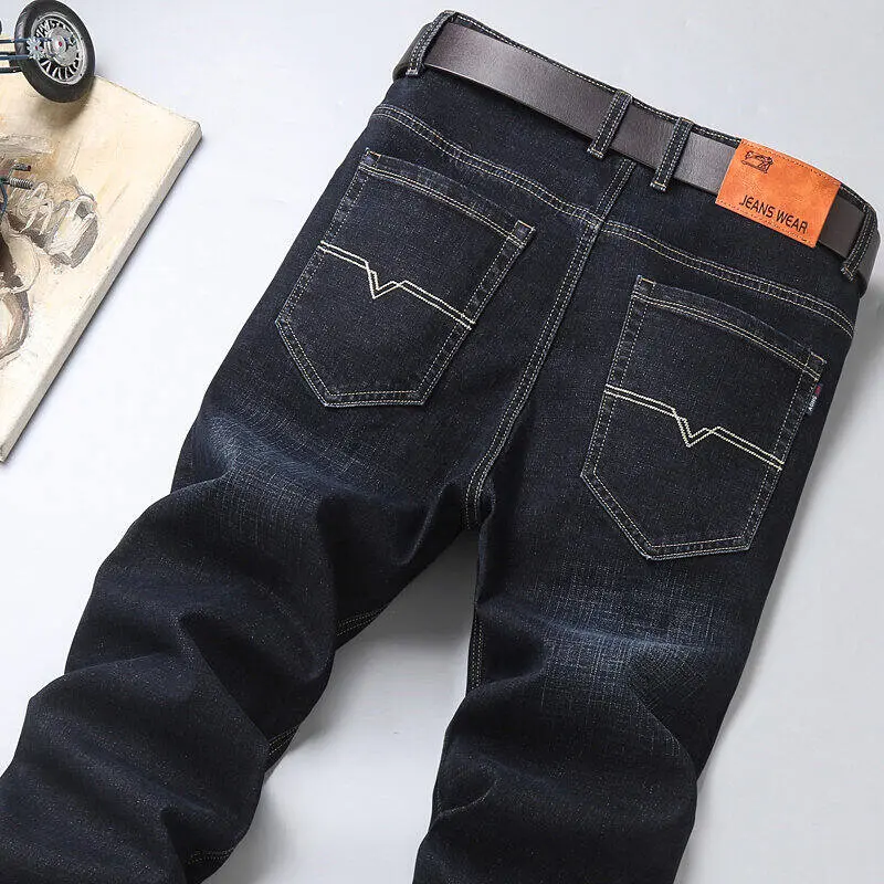 Men's Straight-leg Jeans Classic Style Business Jeans Fashion Casual Denim Pants Male Trousers