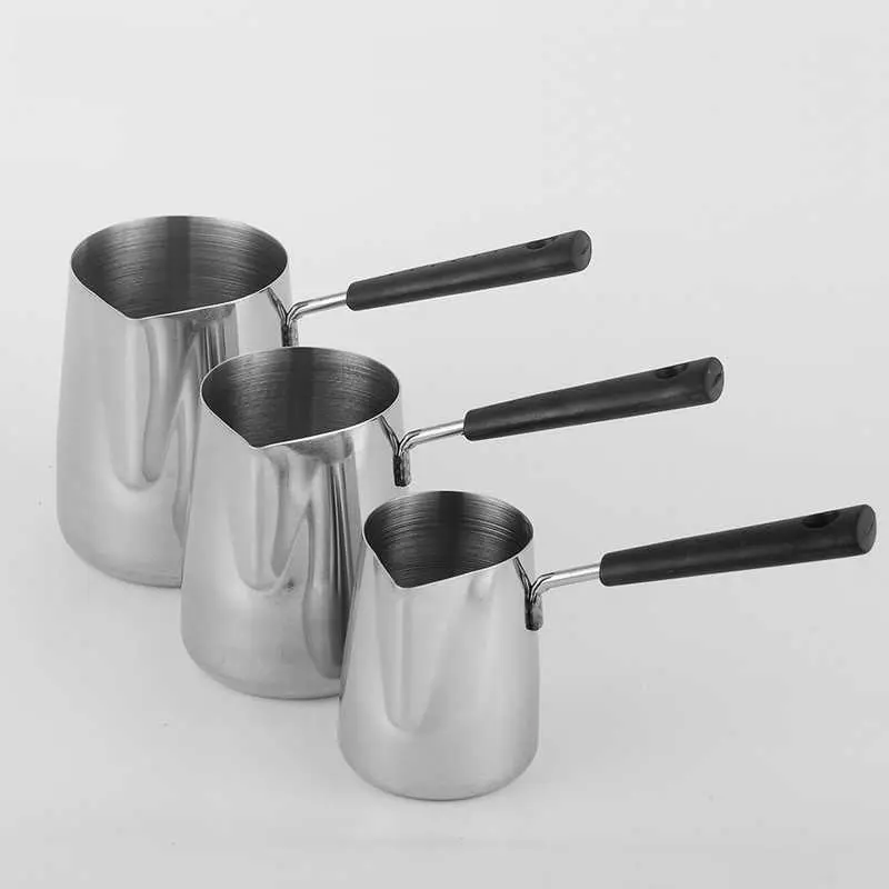 USEA Gelas milk Jug Melted Butter Coffee Pot Stainless Steel Long Handle 350 ml, 600 ml, dan 900 ml | Metal Jug Putih Susu - S07