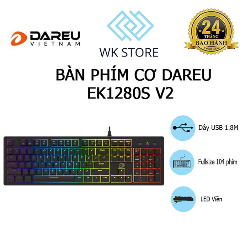 Bàn phím cơ DAREU EK1280s V2 Multi Led, 104 Phím, Led Viền Mới (BH 24T)