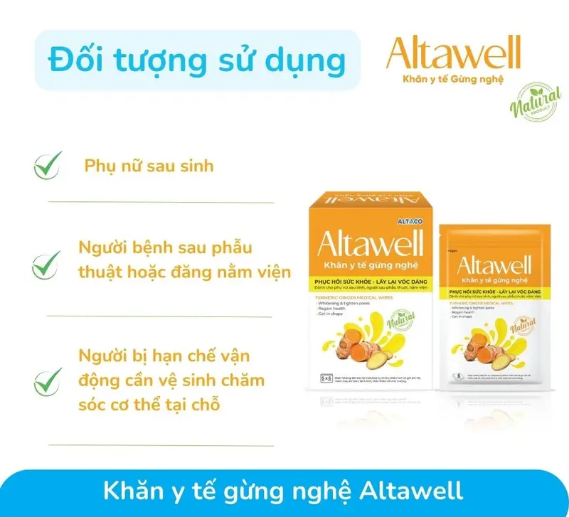 Khăn y tế gừng nghệ Altawell - Làm sạch & giữ ẩm cho mẹ sau sinh - Hộp 30 khăn 3