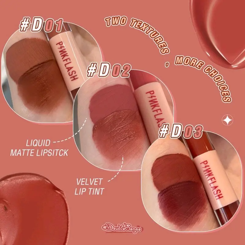 pinkflash lip cream double sense 2in1 duo lipstick velvet 5
