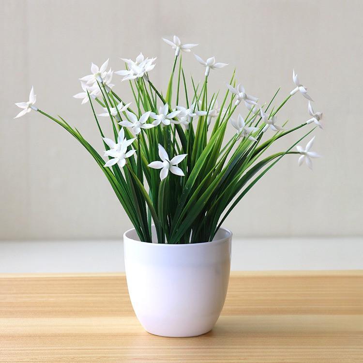 Chậu Hoa Giả Ngôi Sao Năm Cánh Decor Trang Trí Phòng Khách Trong Nhà