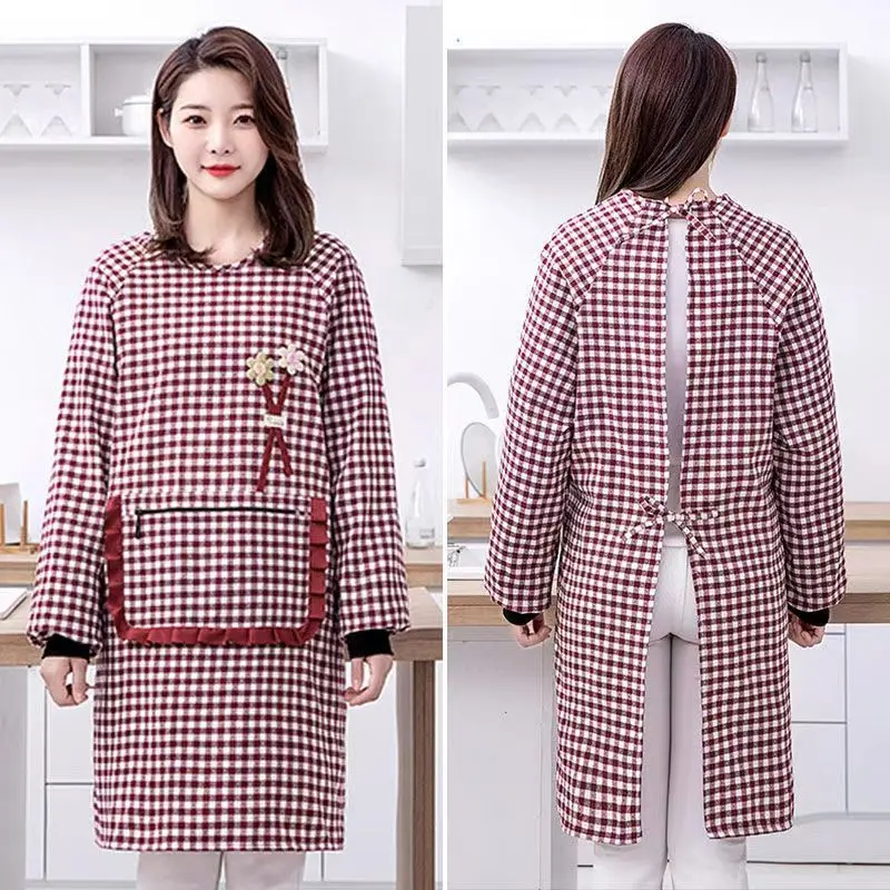 Tạp Dề Cotton Dài Tay Thời Trang Nữ, Tạp Dề Bụng Chống Bám Bẩn, Thích Hợp Cho Nhà Bếp, Mặc Quần Áo Lao Động, Phong Cách Hợp Xu hướng Mới, Năm 2025 Đồng Kitchen 4