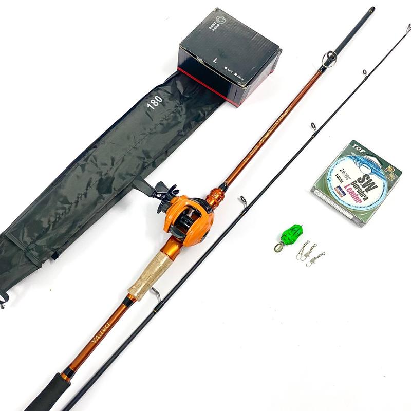 Combo cần lure daiwa nội địa giá 1m8-250k Combo gồm 1 cần lure daiwa nội địa độ cứng ML Ngọn 2li carrbon rỗng tải mồi 5-28gram Tải cá 5-7kg 1 máy ngang cối bánh răng kim loại vỏ nhựa abs cùng tông màu cần thông số in trên máy 1 cuộn dù 1 nhái và khóa li