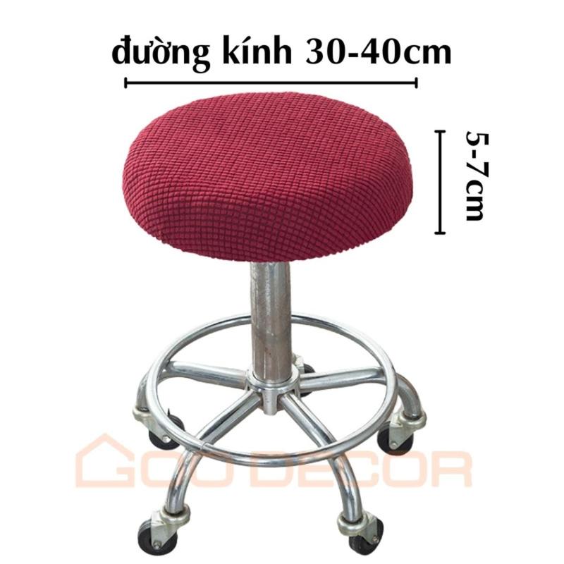 Bọc ghế xoay GOO Decor, vỏ bọc ghế tròn xoay vải nhung gân dày dặn co giãn mềm mại