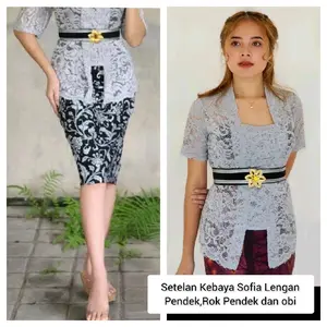 Setelan Kebaya Sofia lengan Pendek,rok pendek dan obi