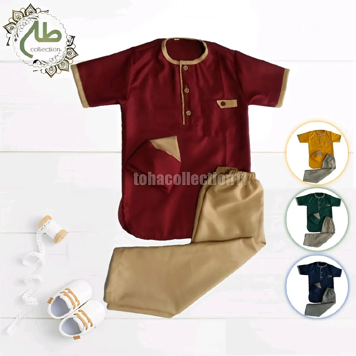 setelan koko kurta anak laki laki 0-10 tahun Baju Celana Muslim Nyaman Panjang Lembut