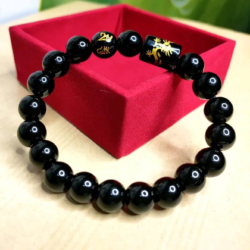 Gelang Giok Terapi Pria & Wanita Raja Naga Gold Fengshui Original batu jade hitam alam aesthetic bracelets 1