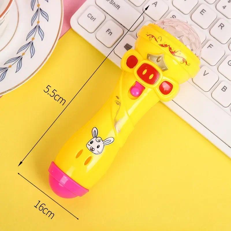 Product Introduction of Kids Toy LED Luminous Light Flashing Projection Microphone Torch Shape Children Boys Girls Cute Glow Toy Christmas Party Gifts 1