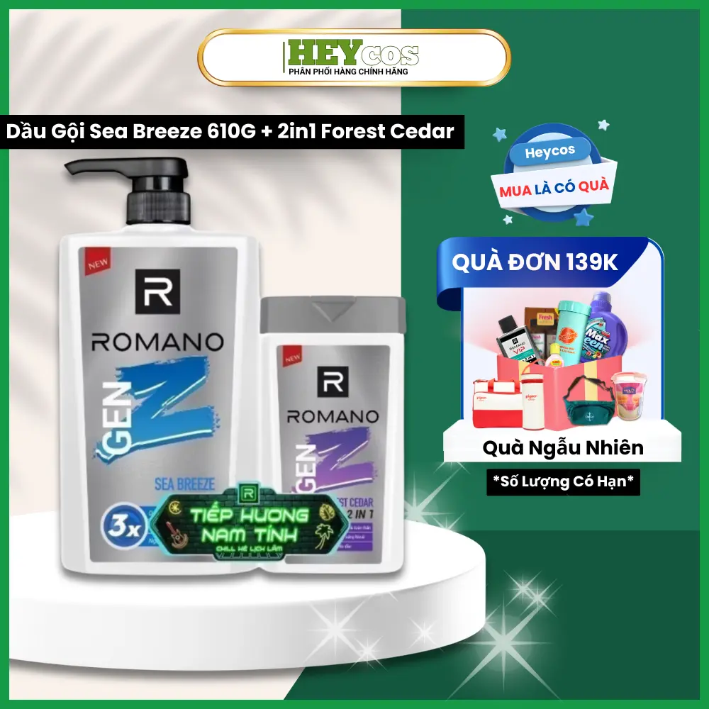 [MUA 1 TẶNG 1] Dầu gội Romano Gen Z 610g, Dầu gội Romano 650g, Romano 2in1 650g Dưỡng Tóc