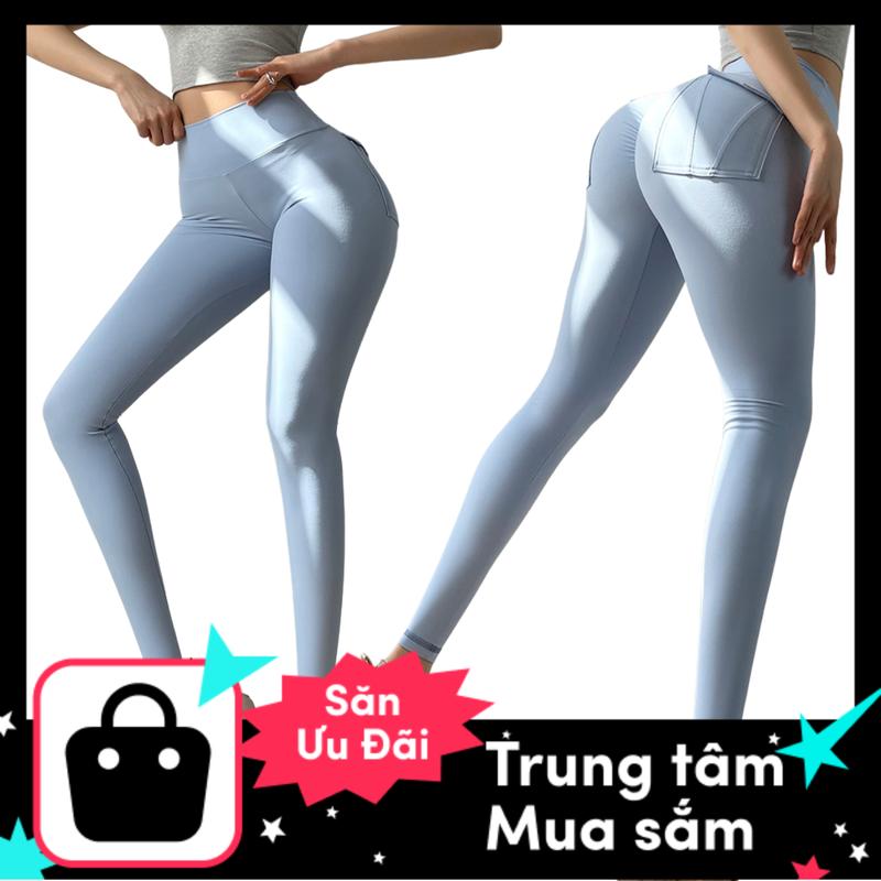 Quần legging thể thao tập gym Sport  nữ cạp cao, viền chun, túi hộp CK936 CSGYM, vải dệt kim poly trơn thoáng mát, không bục chỉ, không rão, co giãn 4 chiều Đồng