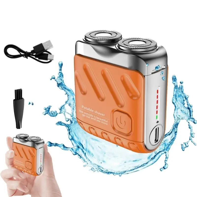 Waterproof Electric Razor, 1 Box Portable Mini Electric Razor with Double Ring Blades, Wet and Dry Electric Shaver, Men's Grooming Tools, Comfort