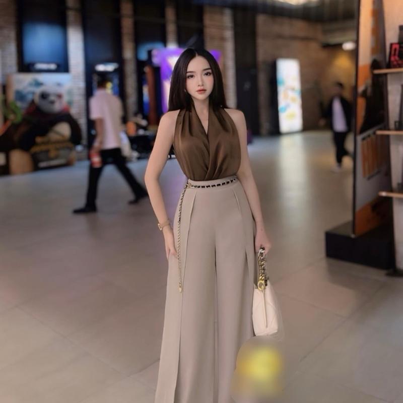 Set quần ống rộng áo phi lụa không kèm dây nịt có 2 Size m l 7