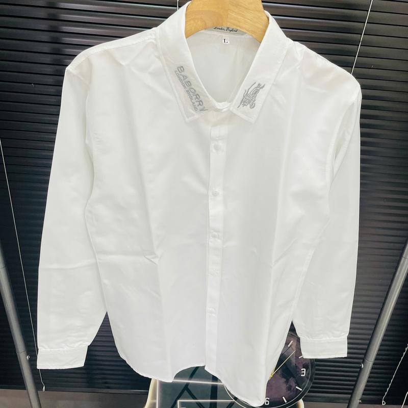 Áo sơ mi trắng nam Thêu Ngựa ở cổ , chất lụa hàn mềm mại, cổ bẻ dệt dày dặn Menswear Có Cổ Shirt