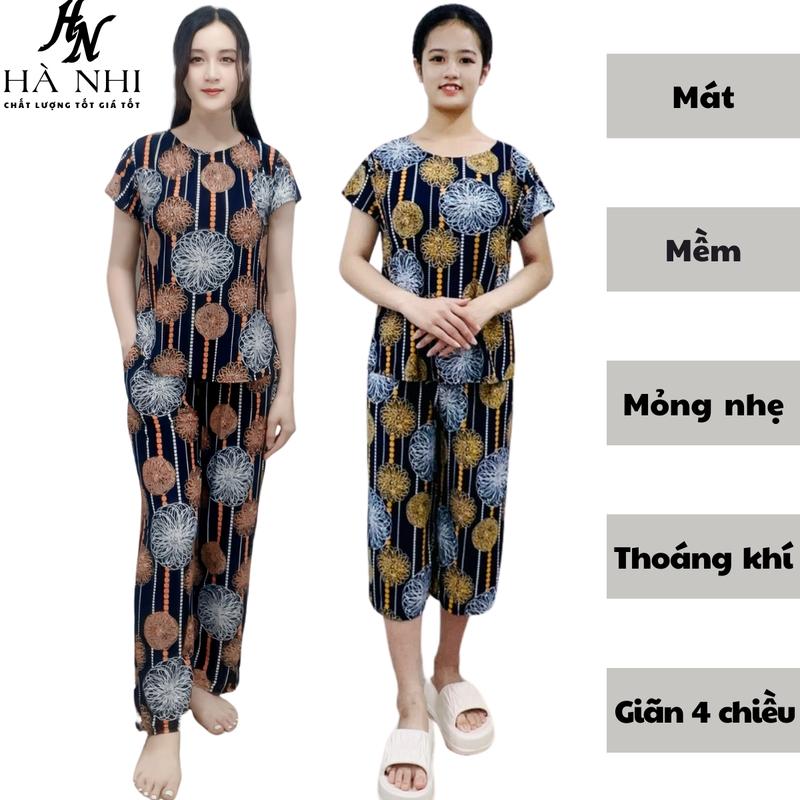   dài và lửng  Đồ bộ trung niên cho mẹ mặc nhà chất thun lạnh dẻo Thái mềm mát co giãn 4 chiều cho bà mặc mùa hè mùa thu Hà nhi Shop Nữ Women Áo 