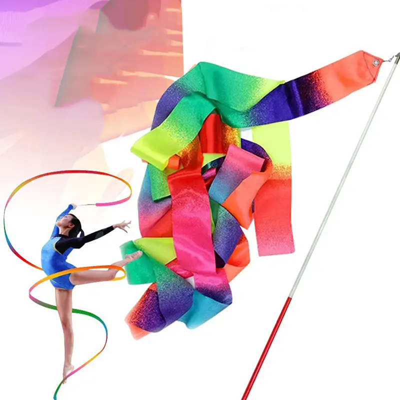 4m Gymnastics Ribbon Gym Ribbon Rhythmic Gymnastics Equipment Dance Ribbon Ballet Ribbon Rotating Rod