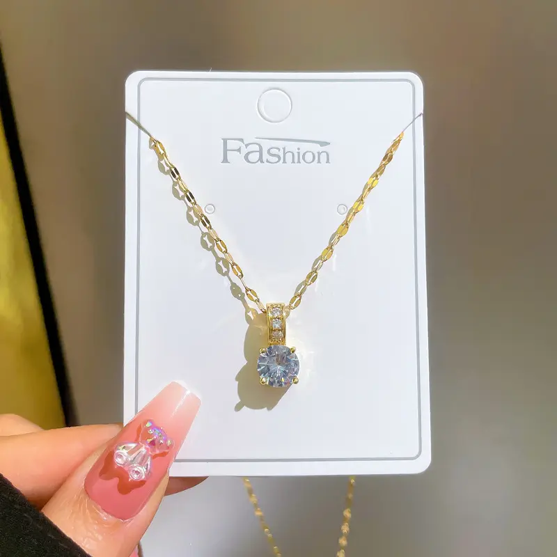 Cute Rhinestone Necklace, Collarbone Chain, Stainless Steel Trendy Party Jewelry, Holiday Birthday Christmas Halloween Gift For Women Mom Friends mother's day gift 4