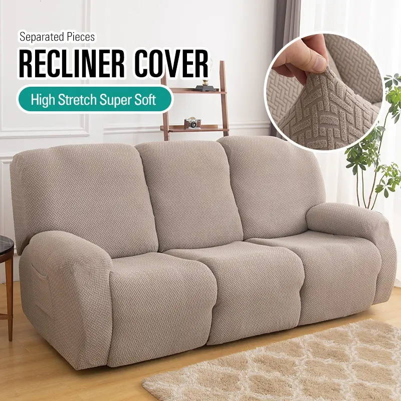 Sarung Sofa Recliner, 1 / 2 / 3 Tempat Duduk, Bahan Jacquard Tebal, Sarung Kerusi Recliner, Sesuai untuk Sofa Malas, Sofa Lengan Tunggal, Regangan Elastik Hiasan
