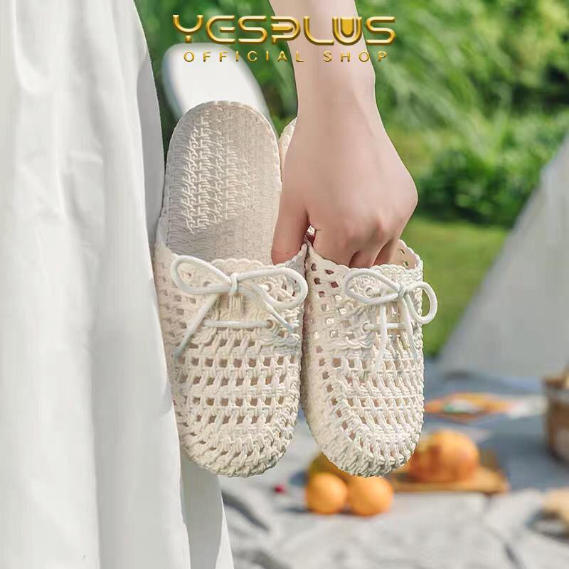 [YESPLUS] PY132 Sandal Selop Wanita Flat Jelly Import Fashion Model Tali Rajut Terbaru 6