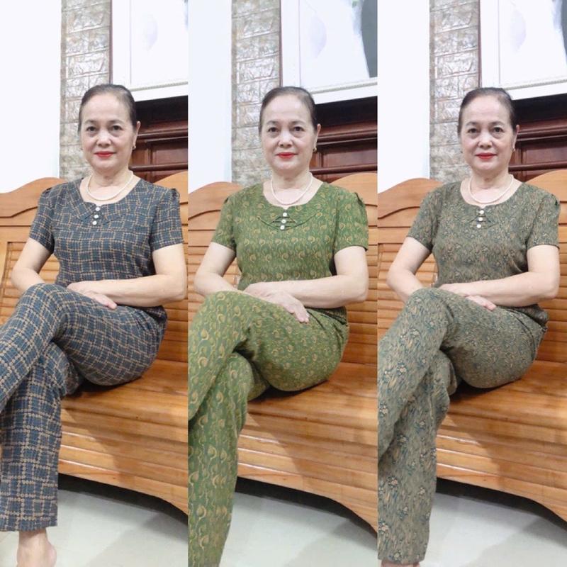 (MÃ CB1) Đồ bộ trung niên thiết kế quần dài chất chất lụa Hàn châu, kiểu dáng thời thượng dành cho mẹ cho bà Nữ Women