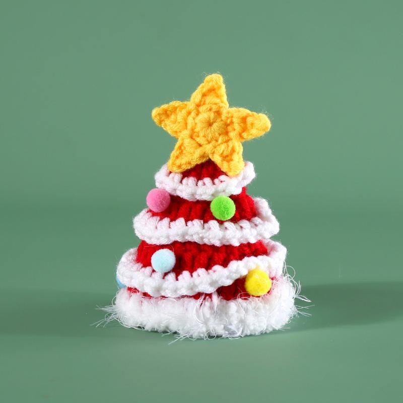 Cat and Dog Christmas Dress Up Set, Knitted Yarn, Hand Hook, Five Corners, Planet Scarf, Hat, Headwear Accessories 5