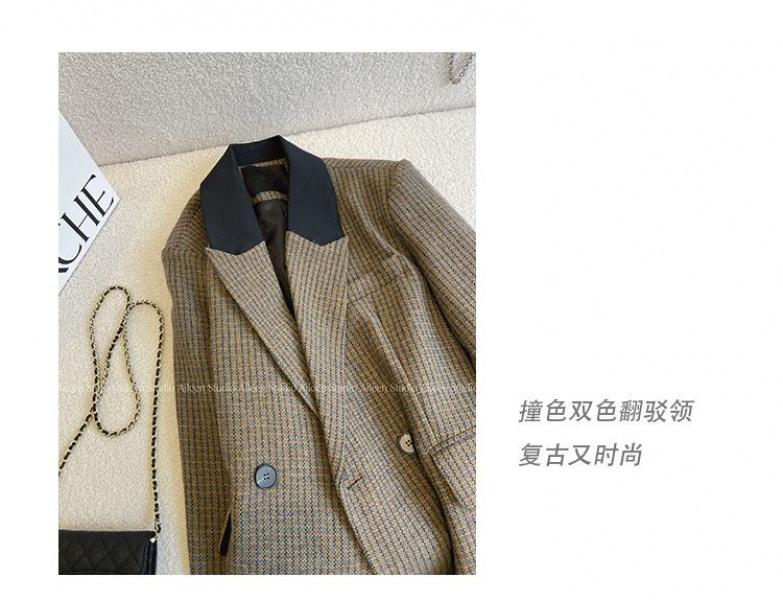 Product Introduction of Áo Blazer Len, Họa Tiết Răng Nanh Dành Cho Nữ, Hàng Mới Về 2024, Phong Cách Hàn Quốc, Dày Dặn, Cổ Điển, Dáng Rộng Vừa Vặn, Áo Âu Phục 5